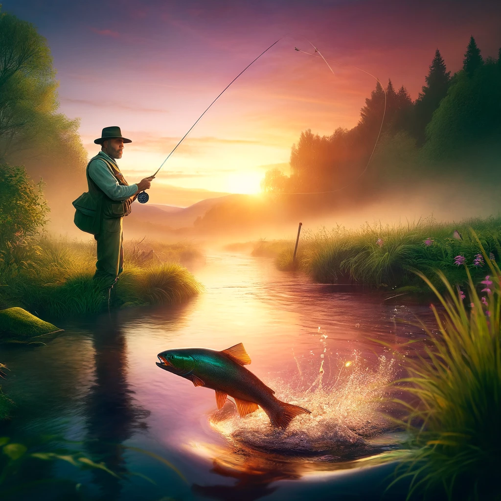 Man fly fishing in a river